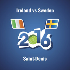 Euro 2016 Ireland vs Sweden vector blue background