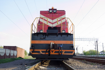 Fototapeta na wymiar powerful train on the rails