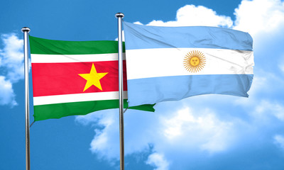 Suriname flag with Argentine flag, 3D rendering