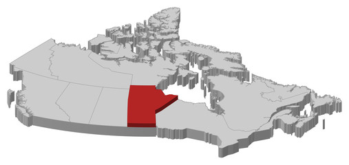 Map - Canada, Manitoba - 3D-Illustration