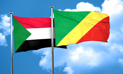 Sudan flag with congo flag, 3D rendering