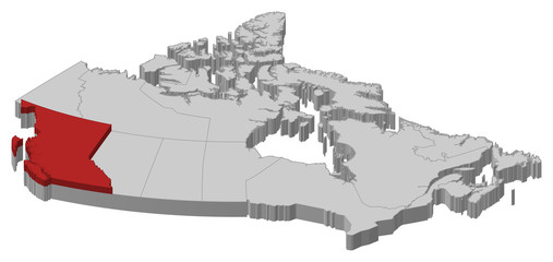 Map - Canada, British Columbia - 3D-Illustration