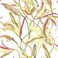     Floral seamless pattern. Flower background. Flourish bouquet sketch 