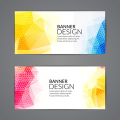 Fototapeta premium Set of polygonal triangular colorful background banners poster booklet for modern design, youth graphic concept
