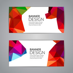 Set of polygonal triangular colorful background banners poster booklet for modern design, youth graphic concept
