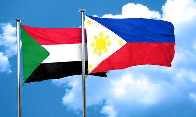 Sudan flag with Philippines flag, 3D rendering