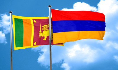 Sri lanka flag with Armenia flag, 3D rendering