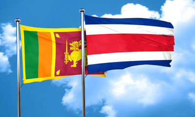 Sri lanka flag with Costa Rica flag, 3D rendering