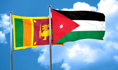 Sri lanka flag with Jordan flag, 3D rendering