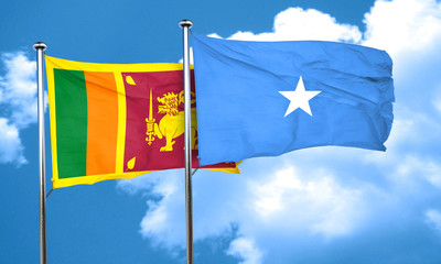 Sri lanka flag with Somalia flag, 3D rendering
