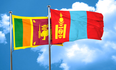 Sri lanka flag with Mongolia flag, 3D rendering