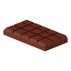 Tiles of dark chocolate on a white background
