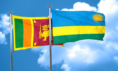 Sri lanka flag with rwanda flag, 3D rendering