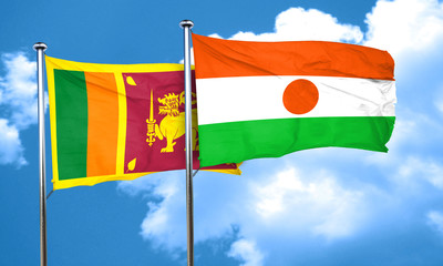 Sri lanka flag with Niger flag, 3D rendering