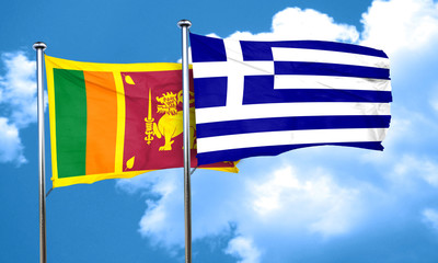 Sri lanka flag with Greece flag, 3D rendering