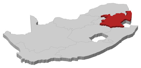 Map - South Africa, Mpumalanga - 3D-Illustration