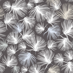 Feather Pattern Ornamental background with feathers symbols in silver colors