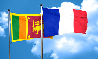 Sri lanka flag with France flag, 3D rendering