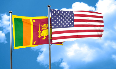 Sri lanka flag with American flag, 3D rendering