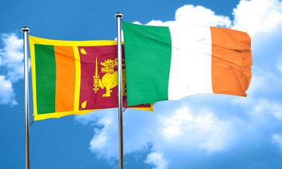 Sri lanka flag with Ireland flag, 3D rendering