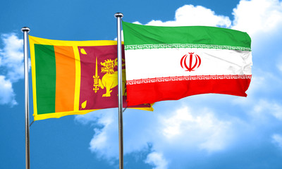 Sri lanka flag with Iran flag, 3D rendering