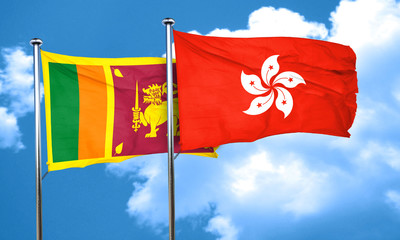 Sri lanka flag with Hong Kong flag, 3D rendering