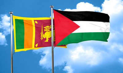 Sri lanka flag with Palestine flag, 3D rendering