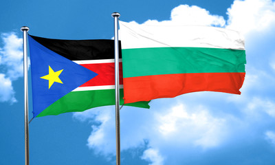 south sudan flag with Bulgaria flag, 3D rendering