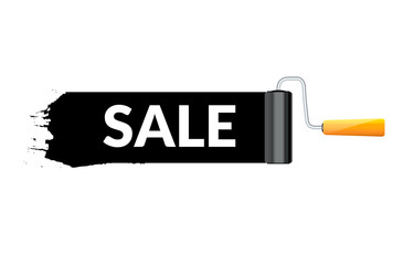 Vector roller brush with paint and SALE text