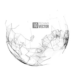 Abstract vector background. Futuristic style card. Background for business presentations. Molecular structure. Lines, point, planes in 3d space. Cybernetic dots, creative banner