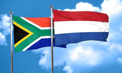 South africa flag with Netherlands flag, 3D rendering