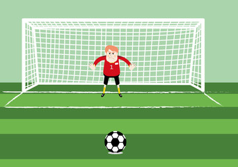 soccer goalkeeper preparing for a penalty kick on the gate 