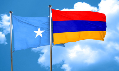 Somalia flag with Armenia flag, 3D rendering