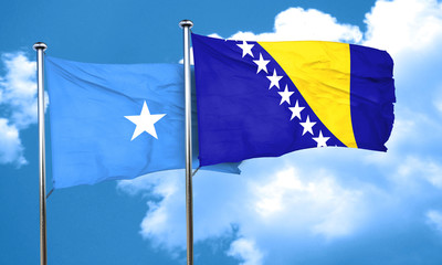 Somalia flag with Bosnia and Herzegovina flag, 3D rendering
