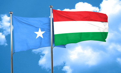 Somalia flag with Hungary flag, 3D rendering