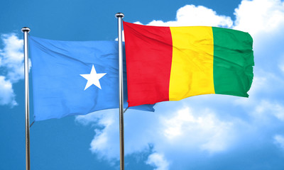 Somalia flag with Guinea flag, 3D rendering