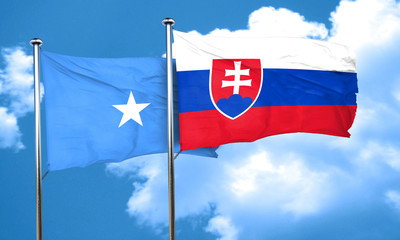 Somalia flag with Slovakia flag, 3D rendering