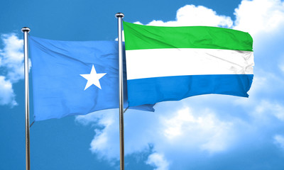 Somalia flag with Sierra Leone flag, 3D rendering
