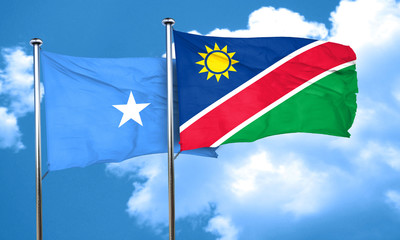 Somalia flag with Namibia flag, 3D rendering