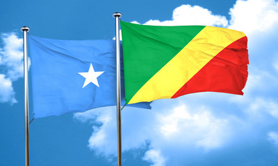 Somalia flag with congo flag, 3D rendering