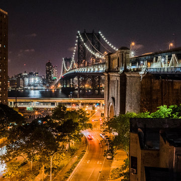 Fototapeta Manhattan Bridge at night, Manhattan, New York, USA
