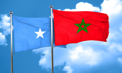 Somalia flag with Morocco flag, 3D rendering