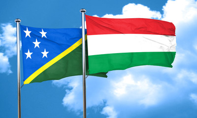 Solomon islands flag with Hungary flag, 3D rendering