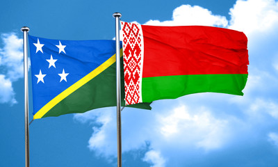 Solomon islands flag with Belarus flag, 3D rendering