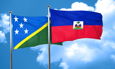Solomon islands flag with Haiti flag, 3D rendering