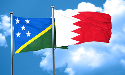 Solomon islands flag with Bahrain flag, 3D rendering