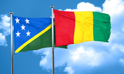Solomon islands flag with Guinea flag, 3D rendering