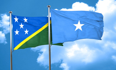 Solomon islands flag with Somalia flag, 3D rendering