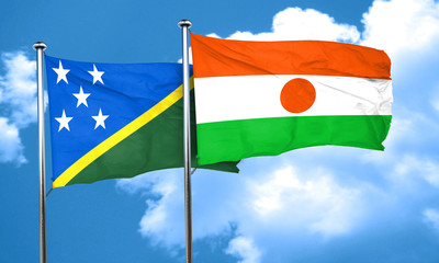Solomon islands flag with Niger flag, 3D rendering