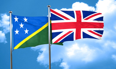 Solomon islands flag with Great Britain flag, 3D rendering